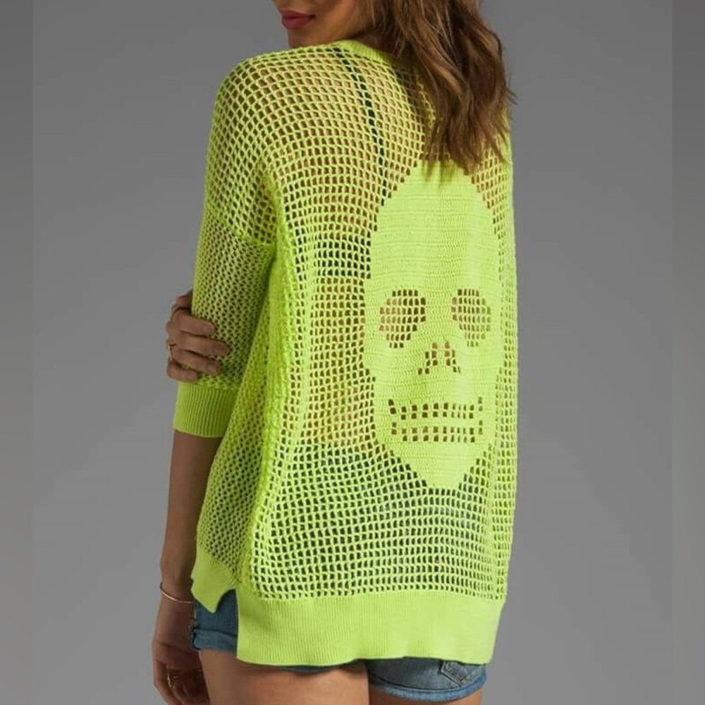 Cotton by Autumn Cashmere - Crochet Skull sweater. 100% Cotton. Size S - so cute - Picture 9 of 9